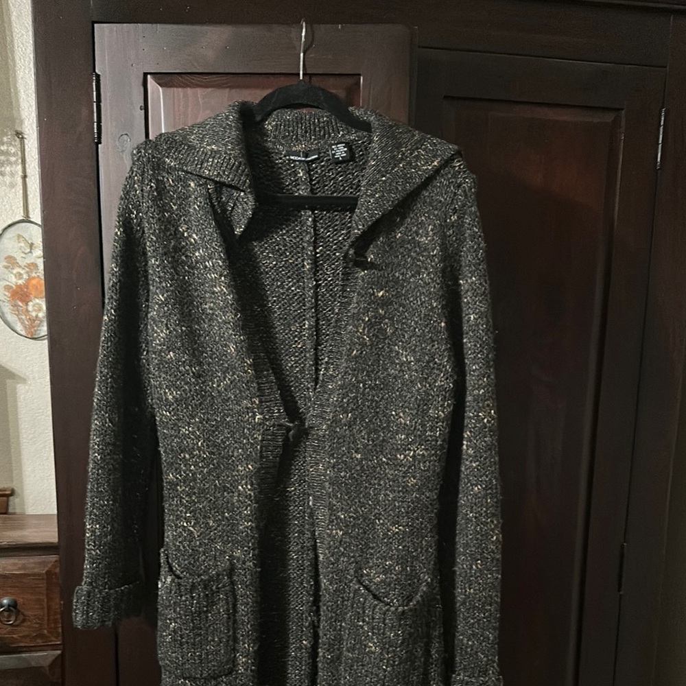 Anthropologie Black tweed Knit Coat